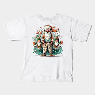 father Christmas and elves Kids T-Shirt